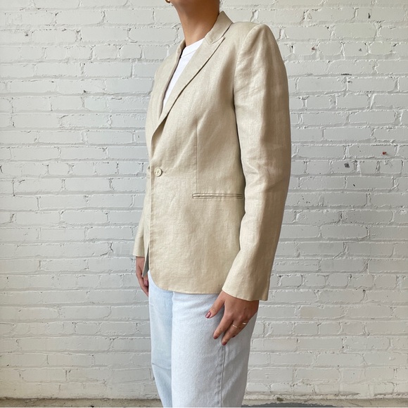 Vintage Calvin Klein Linen Beige Blazer with. Slight Shine - Picture 3 of 7